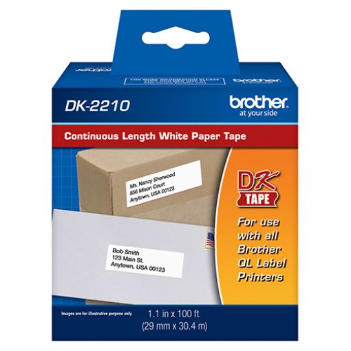 Picture of Brother DK2210 White 2.4'' x 100'/ 62mm x 30.4m Continous Length White Paper (100' length)