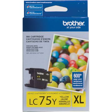 Picture of Brother LC-75Y High Yield Yellow Inkjet Cartridge