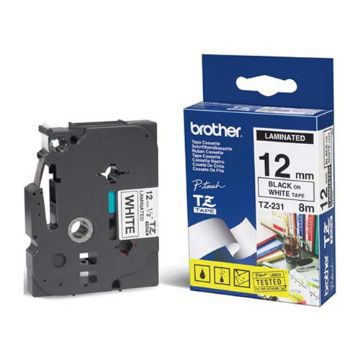 Picture of Brother TZe-231 (TZ-231) Black Print on White Label Tape