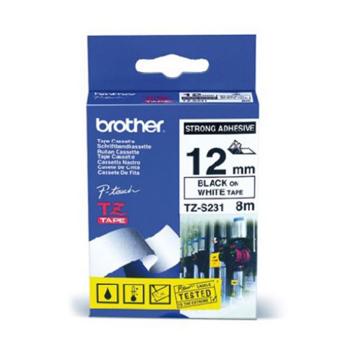 Picture of Brother TZe-S231 (TZ-S231) Black on White P-Touch Label Tape