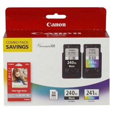 Picture of Canon 5206B005 (PG-240XL) High Yield Black Inkjet Combo w/paper