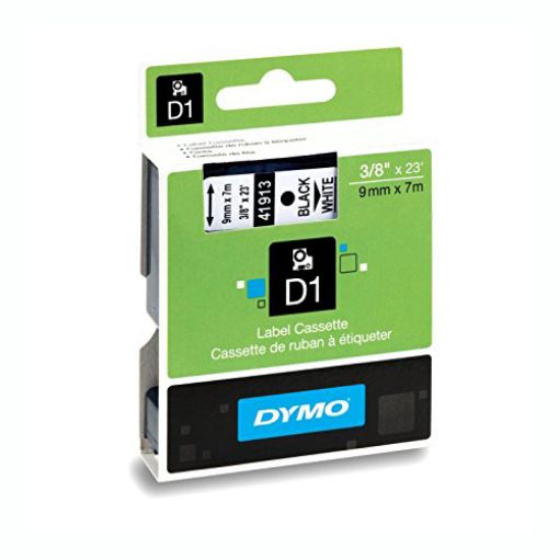 Picture of Dymo 41913 Black on White D1 Label Cassette