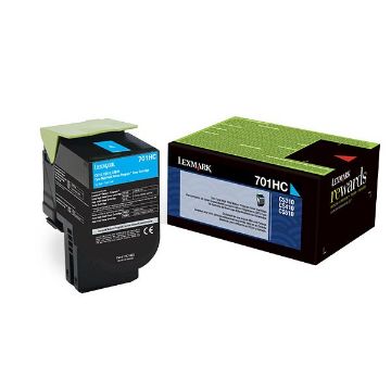 Picture of Lexmark 70C1HC0 (Lexmark #701HC) High Yield Cyan Toner Cartridge