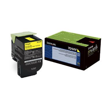 Picture of Lexmark 70C1HY0 (Lexmark #701HY) High Yield Yellow Toner Cartridge