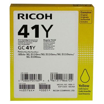 Picture of Ricoh 405764 Yellow Inkjet Cartridge